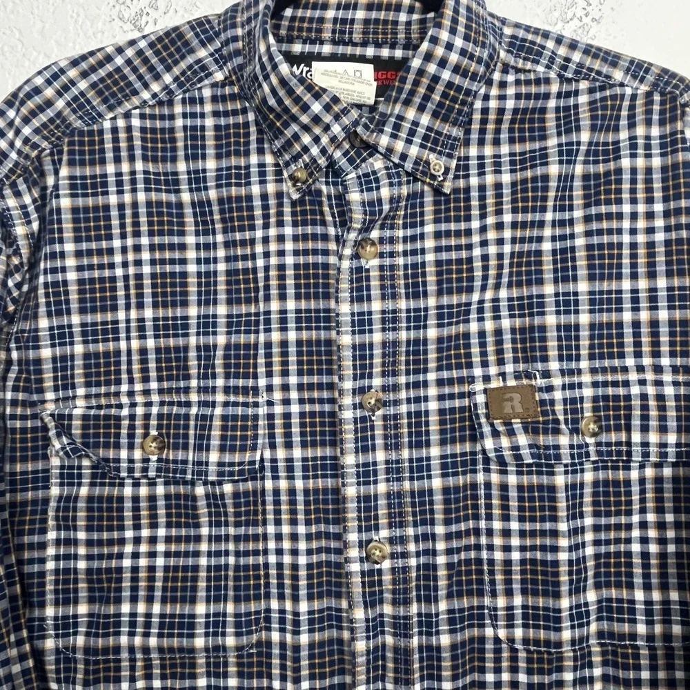 Wrangler Riggs Shirt Men XL Multicolor Buffalo Plaid Cotton Workwear Button Down